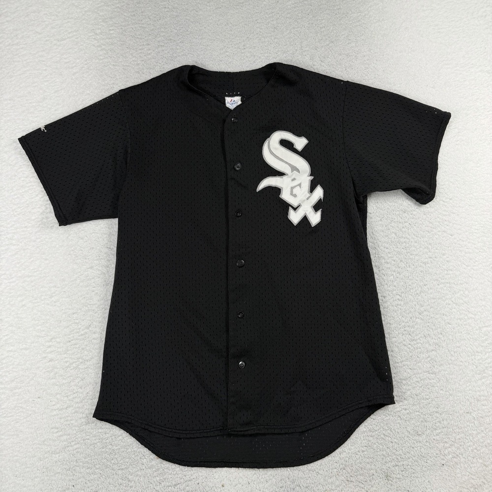 VINTAGE Chicago White Sox Jersey Mens Large Black Majestic Mesh Made USA 90s